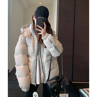 高品质三星90白鸭绒厚短款 柜上1w 连帽羽绒服女秋冬新 AMR