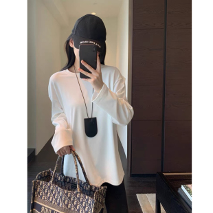T恤女春夏新款 AMR 宽松长袖 藏肉显瘦oversize男友风慵懒大版