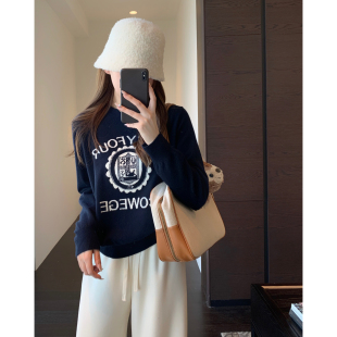 重工提花慵懒显瘦针织毛衣女上衣2025新款 洋气时髦 秋冬 AMR