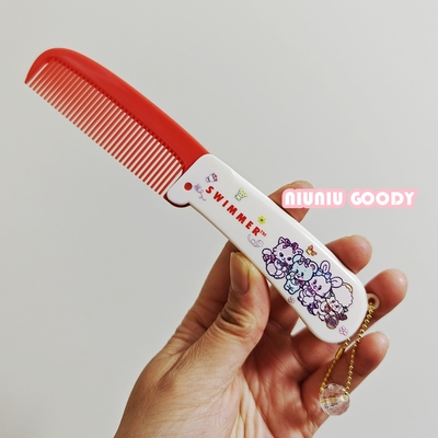 日本swimmer卡通可爱折叠梳子便携刘海梳迷你挂件随身女孩塑料pp