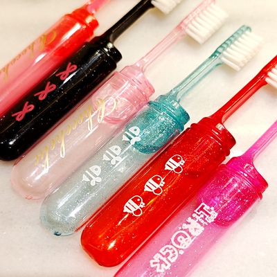 日本swimmer便携牙刷旅行出差折叠口腔护理彩色闪片手柄【硬毛】