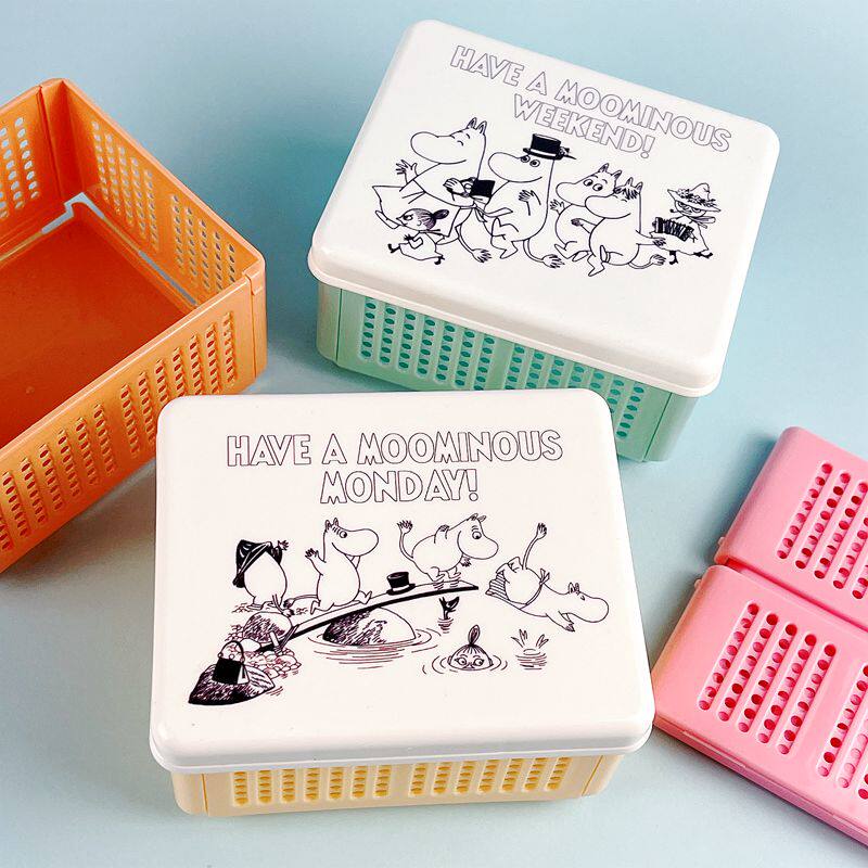 姆明亚美moomin桌面收纳盒折叠文具三明治化妆品茶包药品工具卡通