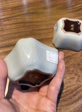 问鼎格物汝窑汝瓷月白色经典款四方杯紫金酱釉款老款停烧款开片