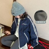 上衣中大童加绒加厚风衣开衫 206秋冬新款 女宝棒球服外套儿童韩版
