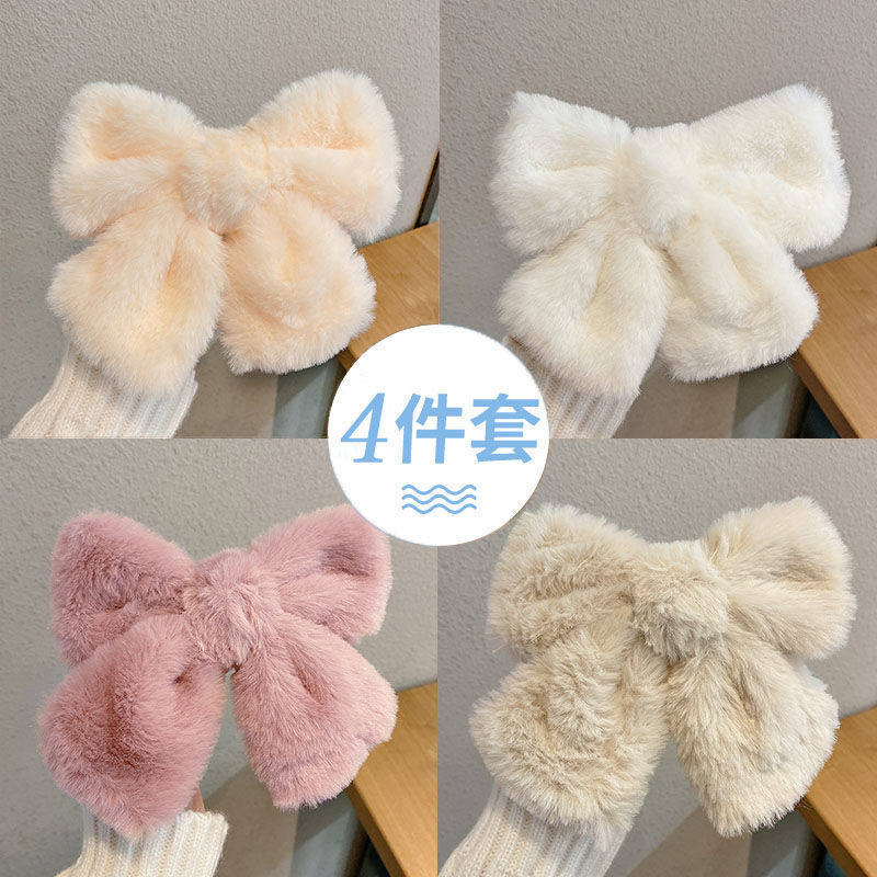 咿吖发夹毛绒甜美大蝴蝶结发饰