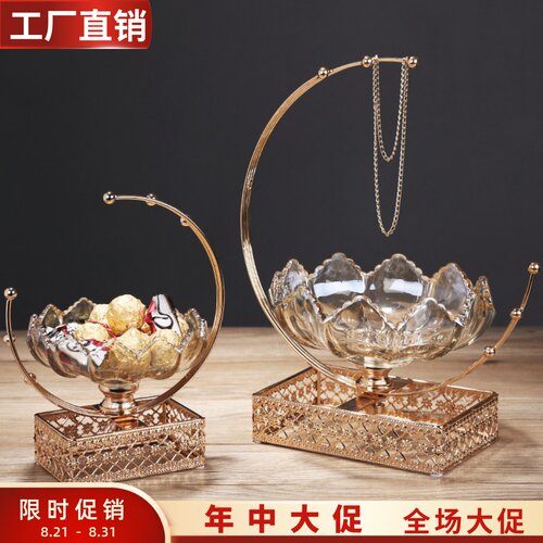玻璃美式客厅茶几收纳装饰水果盘