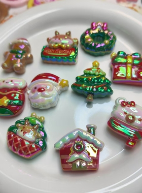 【对对碰】圣诞平底小可爱手工树脂发夹手机壳奶油胶玩具创意潮流