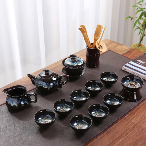陶瓷窑变拉丝送礼中式风功夫茶具