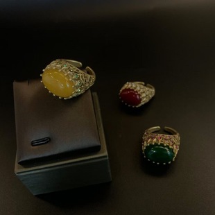 欧美外贸中古vintag书册款祖母绿琉璃重工项链复古中古气质设计款