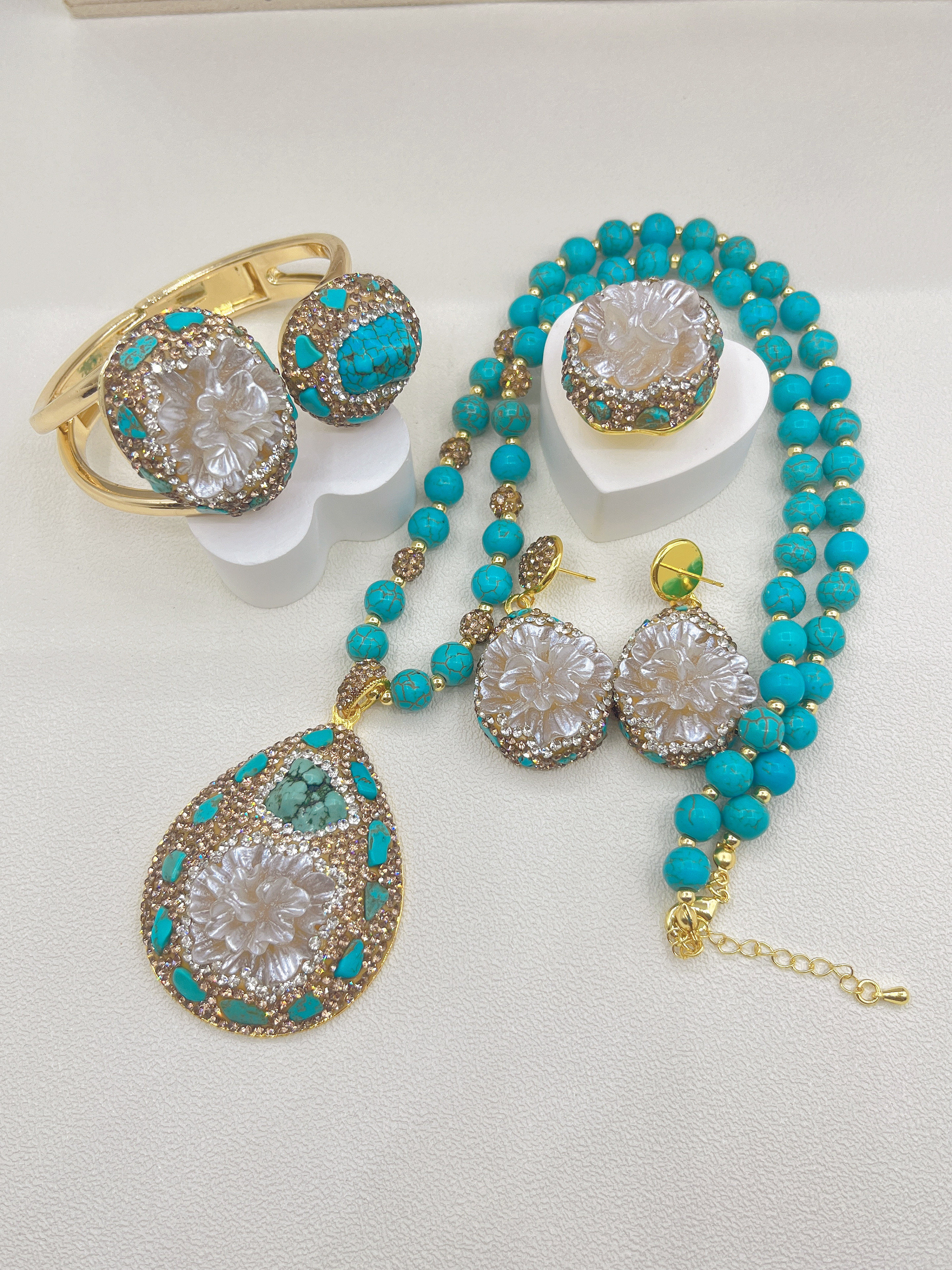 新款原石绿松石长款项链雕花女巴洛克镶嵌吊坠毛衣链饰品戒指手镯,饰品/流行首饰/时尚饰品新,组合套装,淘宝优惠券,粉丝福利购,淘宝优惠卷