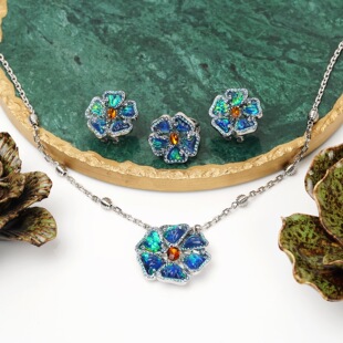 青岛中古新款花瓣形设计套装网红小众精致首饰时尚百搭气质饰品女