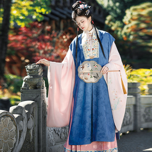 【重回汉唐簪花行】竖领大襟长袄长比甲马面裙套装明制汉服女成人