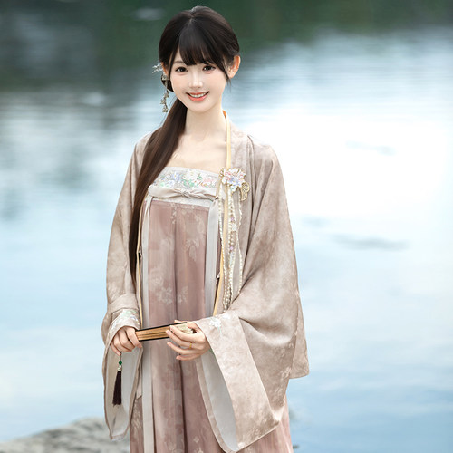 【重回汉唐汀花辞】直领对襟衫日常款改良吊带裙汉服女款汉洋折衷