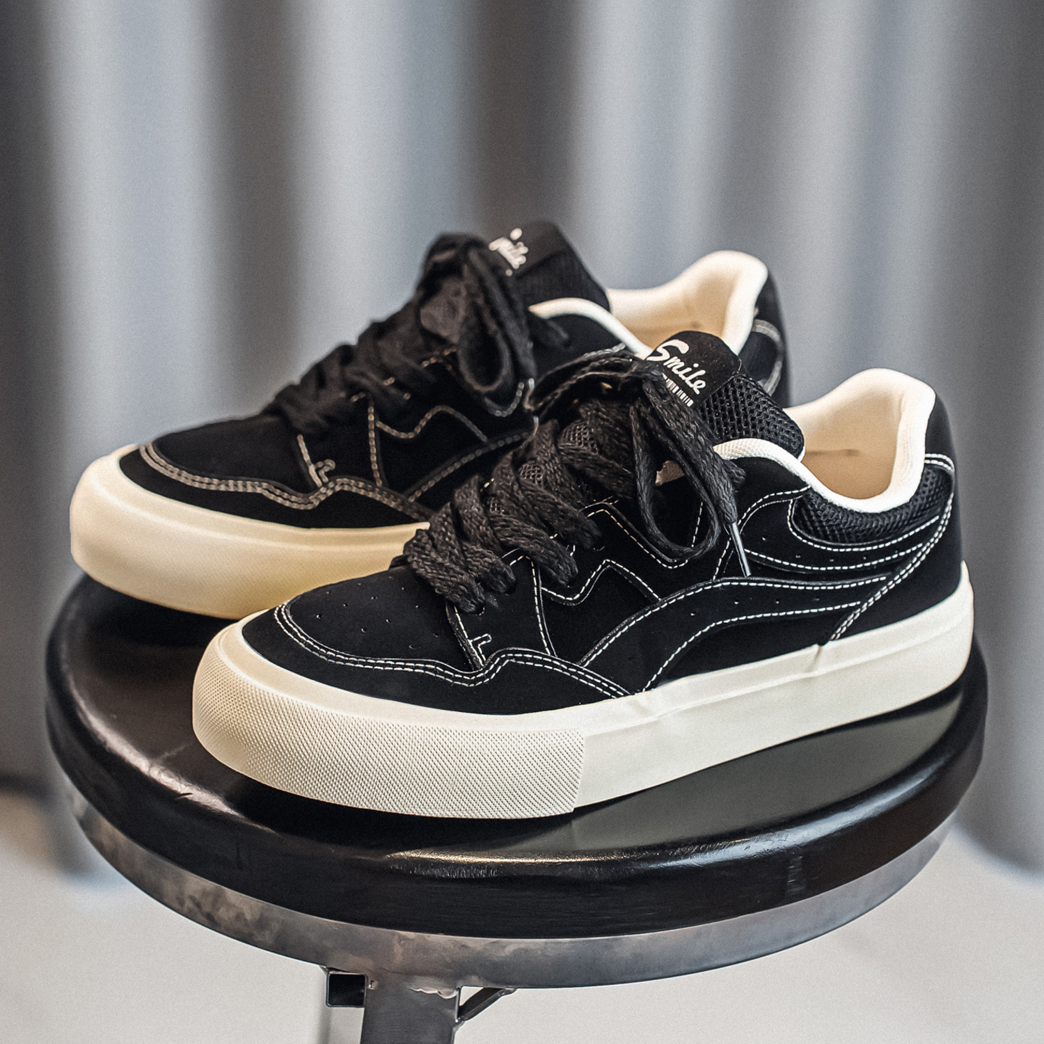 男鞋子潮鞋原创设计墨绿男鞋2025秋季新款帆布鞋男厚底面包鞋板鞋