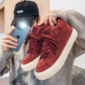 百度运动安哥拉红小众港风鞋 男鞋 高帮板鞋 男生韩版 子潮鞋 2025新款