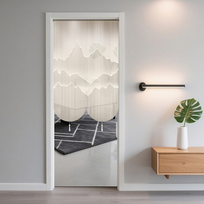 新中式山水古风风门帘隔断帘