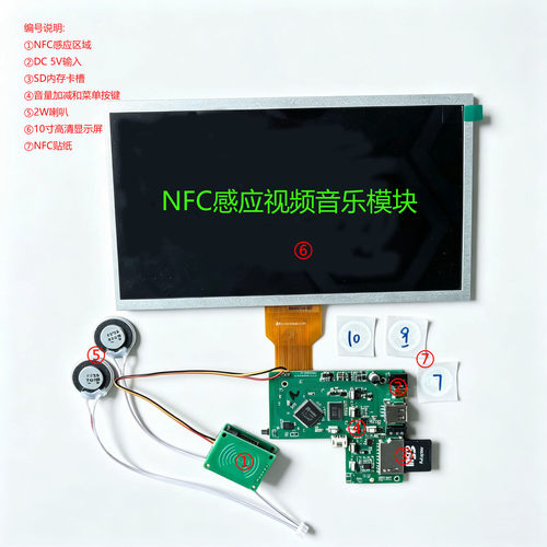 NFC感应音乐模块DIY套件电子积木NFC视频音乐板当面传7寸