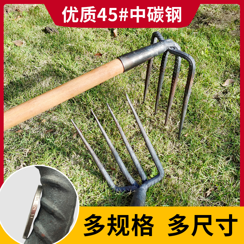 农用工具铁耙子二齿四齿三齿耙钉耙农具铁扒耙齿种菜工具赶海铁耙 农机/农具/农膜 耙子 原图主图