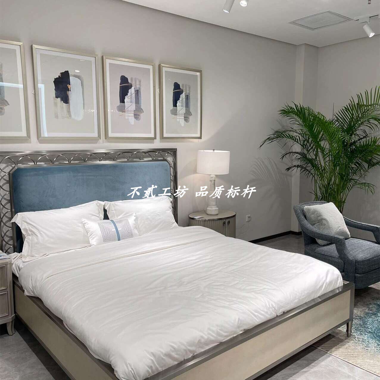 美克art家具斯卡拉美家金属床 美式北欧新中式轻奢不锈钢床定制