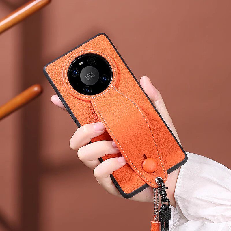 适用于华为mate70rs非凡大师手机壳70pro+保护套60pro+真皮流苏支架壳50RS保时捷设计40新款挂绳纯色全包女