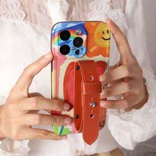 适用可爱防摔iPhone14pro Max手机壳创意手拿皮腕带iPhone13全包硅胶12p苹果14pro手机壳