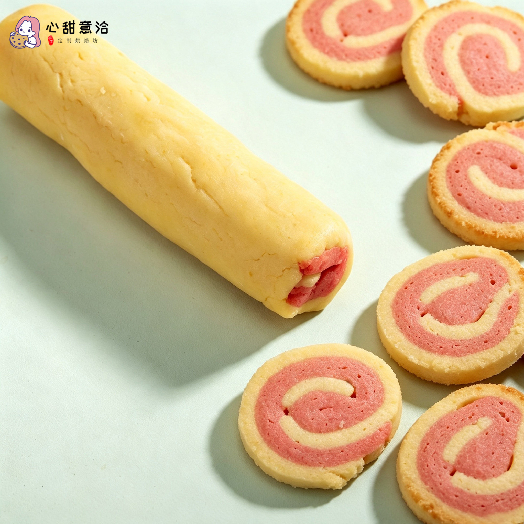 草莓双色饼干曲奇饼干半成品面团节日礼物烘焙原料幼儿园活动材料