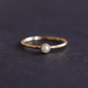 日系复古轻奢珠宝 日本工艺不褪色9k金珍珠细戒指女 小春日和