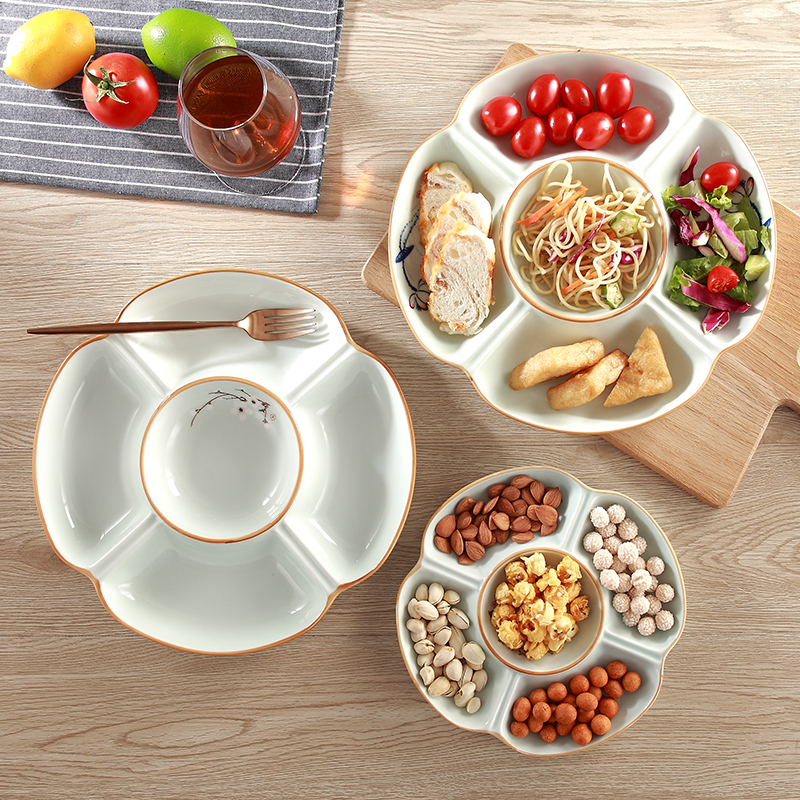 创意陶瓷水果拼盘 水果盘甜点盘干果盘点心盘分格糖果盘小吃组合