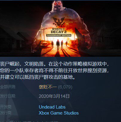腐烂国度2 STEAM正版PC游戏State of Decay 2Juggernaut Edition