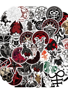 50张不重复Satanism撒旦涂鸦贴纸旅行箱行李箱吉他冰箱笔记本贴纸