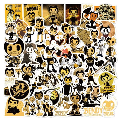 50张卡通动画班迪Bendy涂鸦贴纸吉他头盔摩托车钢琴吉他防水贴画
