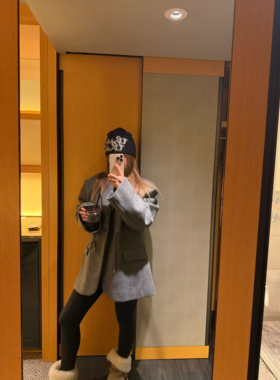 特价秒杀wann 灰色抽绳毛呢阔版腰部抽绳宽肩垫肩西装外套