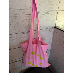 wann现货 芍药粉薄款时尚手提帆布环保购物袋大容量结实单肩包