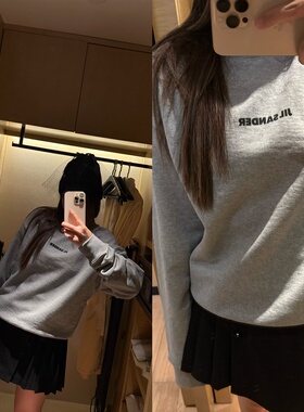 【特价5折】wann 简约经典灰色jil印花套头休闲棉质卫衣