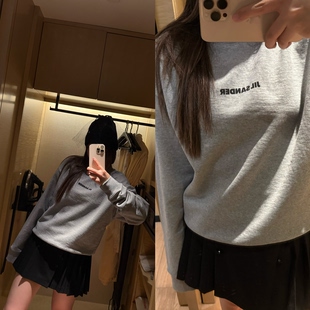 简约经典 wann 5折 灰色jil印花套头休闲棉质卫衣 特价