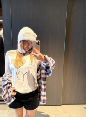 wann现货 韩系甜妹!yy棉感弹力珍珠字母打底衫修身长袖薄款T恤