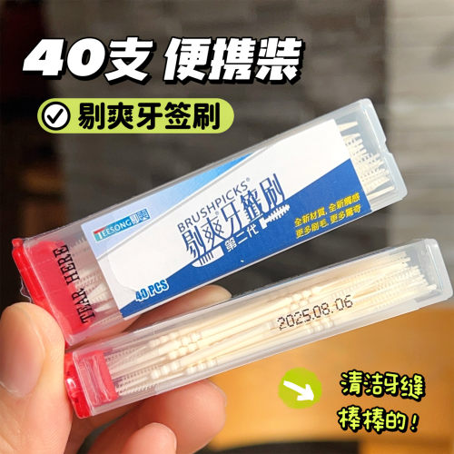 台湾剔爽牙签刷一次性牙缝刷家用牙间隙刷清洁鱼骨塑料带毛刷便携