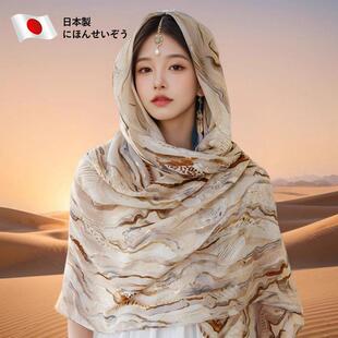 日本头巾迪拜旅游纱巾围巾女士西北敦煌沙漠丝巾防晒头纱披肩