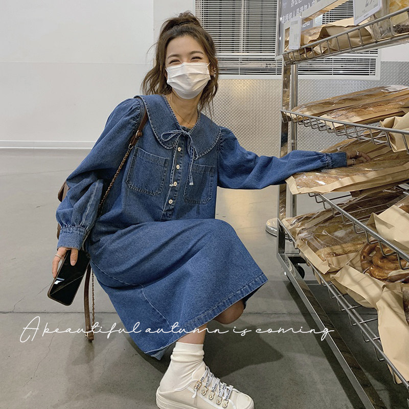 新款大货已出！领子可脱卸不挑人牛仔连衣裙160A-9138-P115-K168，女装连衣裙，浙宝168