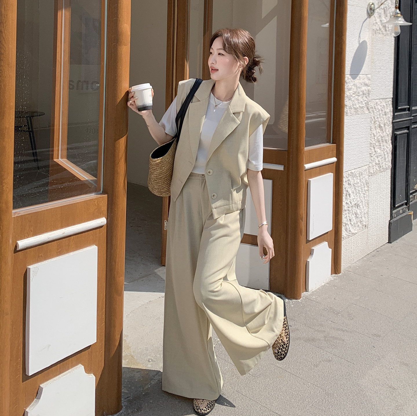 新款出货！ZB168-H619马甲阔腿裤两件套P180控288，女装套装/套裙，浙宝168