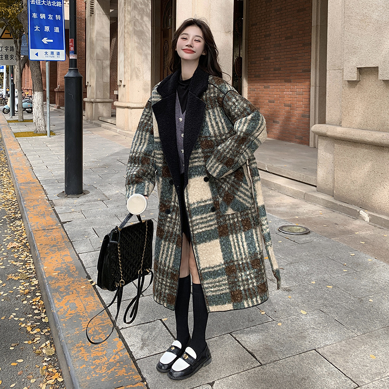 现货数据好！168-6612两面穿格子羊羔毛大衣P200控298，女装派克服，浙宝168