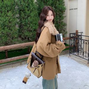 Z168--H328复古慵懒风毛毛内里派克服女加厚保暖外套P245控358图片