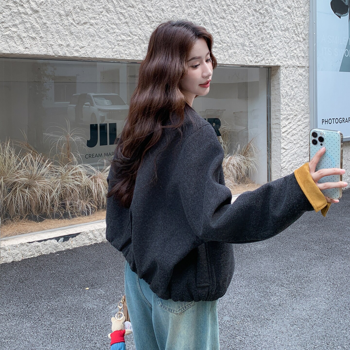 气质撞色设计双面呢外套女2025冬季新款日系文艺风小个子短款外套,女装毛呢外套,浙宝168