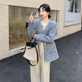 现货数据好！168-H108蓝色小香风外套P145控218，女装西装，浙宝168