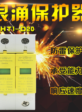 浪涌保护器 2P20KA避雷器 家用单相220V监控防雷器 电涌防雷开关