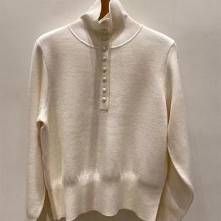 翻领针织衫 别致包扣切换高领 570g超细支100%羊毛 ZOEYJA佐佐家