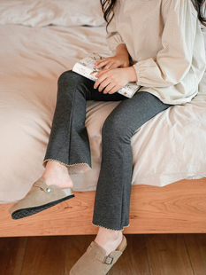 女童喇叭裤春秋款抓绒打底裤外穿薄绒深秋微喇裤子儿童初冬棉长裤