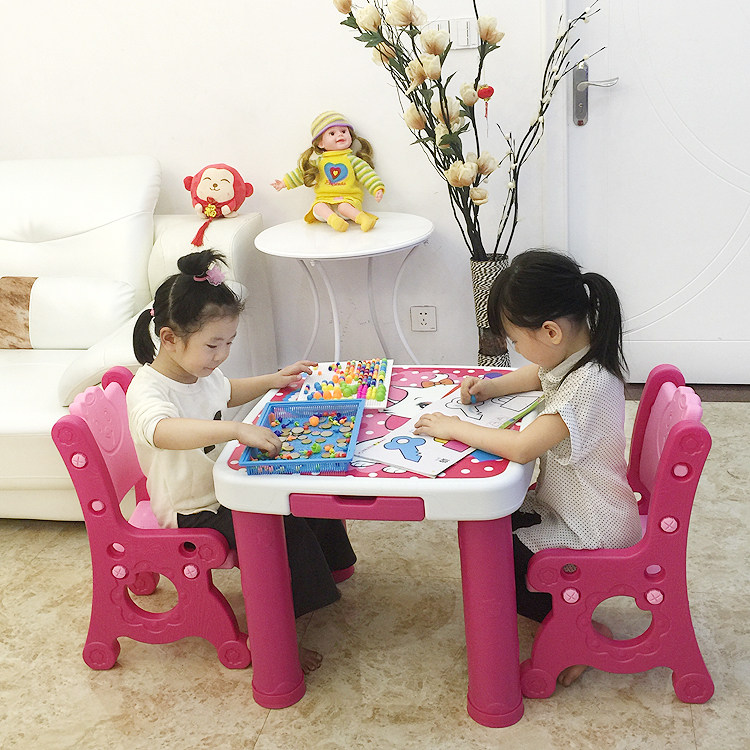 包邮 韩版阿木童宝宝书桌儿童桌椅套装 幼儿园可升降塑料课桌组合