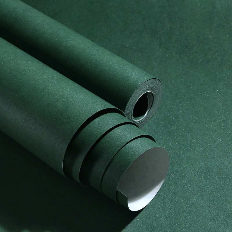 纯色无纺布墙纸北欧深色素色加厚壁纸客厅卧室复古怀旧美式墨绿色