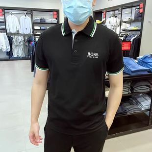 夏季 Boss新品 Polo衫 男短袖 彩边翻领纯色商务休闲 代购 T恤美式 正品